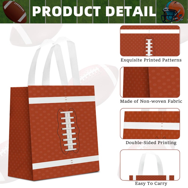 KERINGO 24 PCS Superbowl Party Decorations Football Gift Bags Football Party Decorations with Handles Reusable Football Goodie Snack Favor Bag Non Woven Party Favor Bags for Sports Birthday Decor - Image 3
