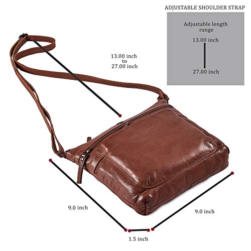 Cochoa Real Leather Purse for Women Crossbody Bag Travel Shoulder Handbag Small Vintage Pocketbook (Cognac Washed Vintage) - Image 5