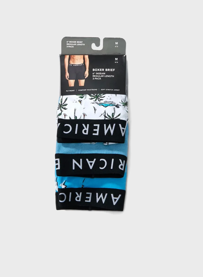 امريكان ايجل 3 Pack Printed Trunks