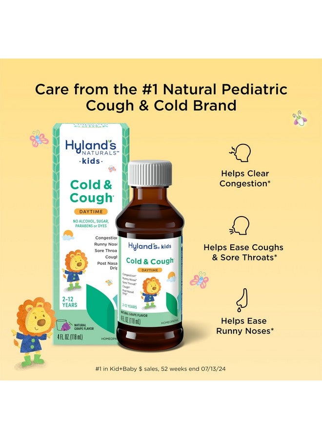 Hyland's Kids Cold and Cough, Daytime Grape Flavor Cough Syrup Medicine for Kids Ages 2 and up, Decongestant, Sore Throat Relief, Natural Treatment for Common Cold Symptoms, 4 Fl Oz - Image 1
