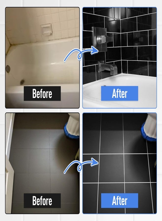 DWIL Tub Paint, Tub and Tile Refinishing Kit 33oz with Tools and 2 Grout Pen, Black Bathtub Paint Water Based &Low Odor, Easy to Use Sink for Bathroom Kitchen, Semi-Gloss Black, 50-55sq.ft - Image 4