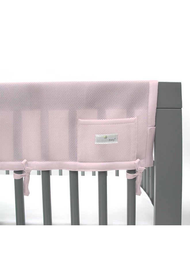 BreathableBaby Breathable Mesh RailGuard Teething Cover - White - 51” Long Panel (1) - Fits Most Full-Size and Does Not Fit Mini Cribs - Use with Coordinating Short Panels - Light Pink - Image 2