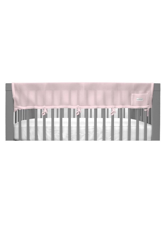 BreathableBaby Breathable Mesh RailGuard Teething Cover - White - 51” Long Panel (1) - Fits Most Full-Size and Does Not Fit Mini Cribs - Use with Coordinating Short Panels - Light Pink - Image 1