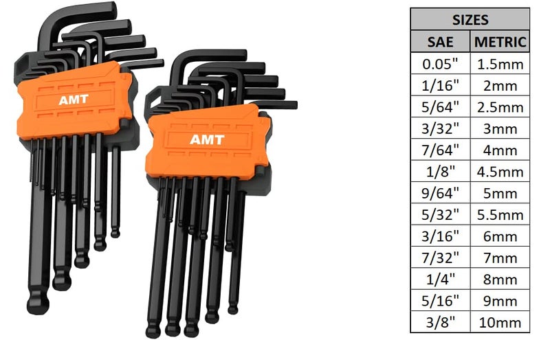 AMERICAN MUTT TOOLS Mutt Tools 26pc Ball End Hex Key Set - Complete Metric & SAE Allen Wrench Set with Long Arm Design - Professional Grade Hex Wrenches for Mechanics, HVAC & Bike Repair - Image 2