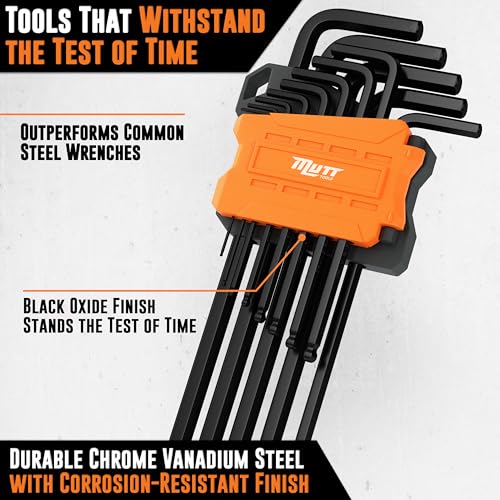 AMERICAN MUTT TOOLS Mutt Tools 26pc Ball End Hex Key Set - Complete Metric & SAE Allen Wrench Set with Long Arm Design - Professional Grade Hex Wrenches for Mechanics, HVAC & Bike Repair - Image 4