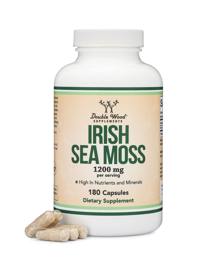 Double Wood Supplements Irish Sea Moss Capsules, More Potent Than Sea Moss Gel Extract 180 Count, 1,200Mg Per Serving - Image 1