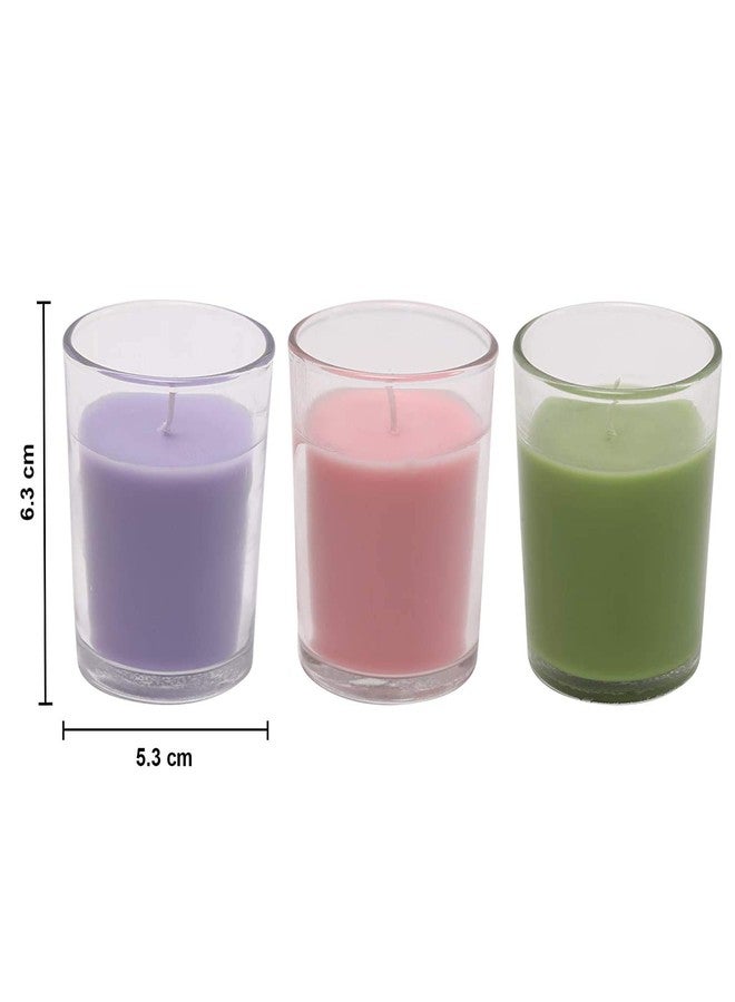 Kaameri Bazaar Votive Glass Candles, Pack of 6 (Scented - Lavender, Lemon Grass & Rose) - Image 2