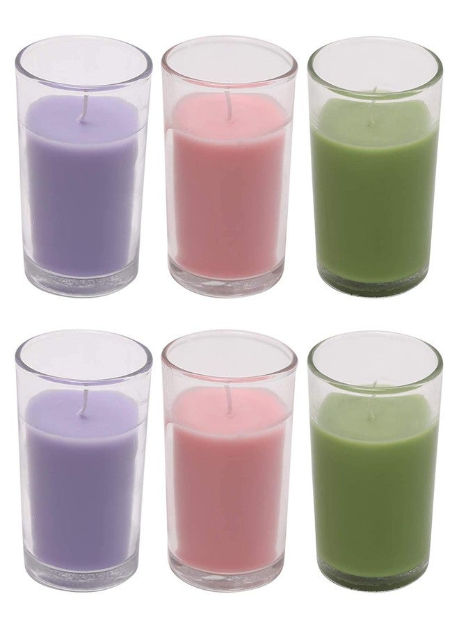 Kaameri Bazaar Votive Glass Candles, Pack of 6 (Scented - Lavender, Lemon Grass & Rose) - Image 1