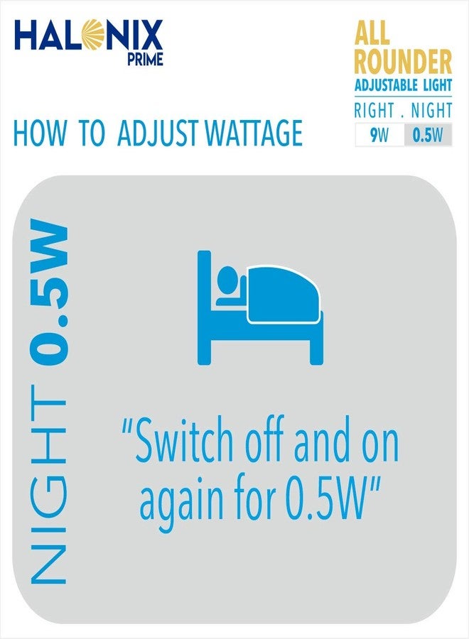 Halonix مصباح هالونيكس متعدد الاستخدامات 2 في 1، 9 واط، 0.5 واط، قاعدة B22D، إضاءة LED بيضاء باردة وبيضاء مائلة للصفرة، عبوة من قطعة واحدة، متعدد القدرات مع إضاءة LED قابلة للتعديل - Image 5