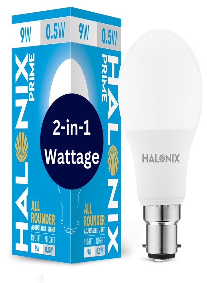 Halonix مصباح هالونيكس متعدد الاستخدامات 2 في 1، 9 واط، 0.5 واط، قاعدة B22D، إضاءة LED بيضاء باردة وبيضاء مائلة للصفرة، عبوة من قطعة واحدة، متعدد القدرات مع إضاءة LED قابلة للتعديل - Image 1
