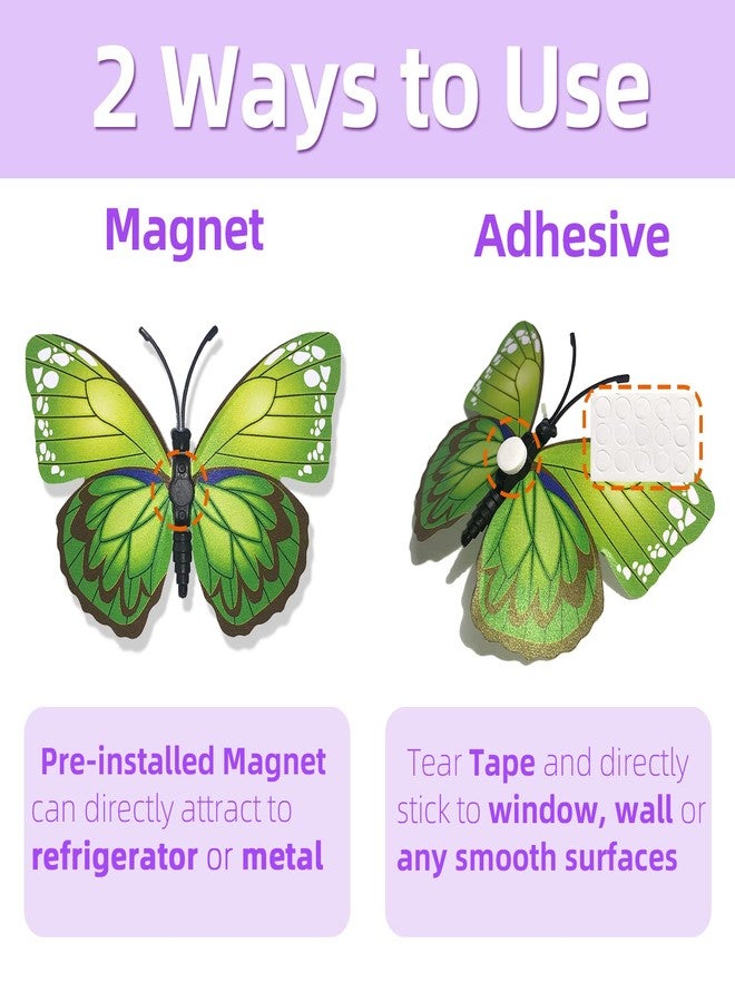 IOG 3D Butterfly Wall Decor Stickers, Double Wings Butterfly Decorations, 24pcs Removable Butterflies with Magnet, DIY Party Flower Decor Gift for Dorm, Living Room - Image 5