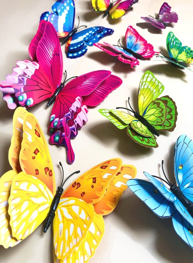 IOG 3D Butterfly Wall Decor Stickers, Double Wings Butterfly Decorations, 24pcs Removable Butterflies with Magnet, DIY Party Flower Decor Gift for Dorm, Living Room - Image 4