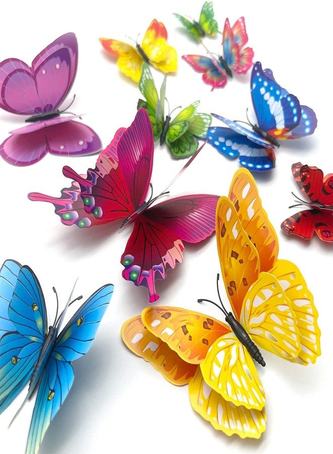 IOG 3D Butterfly Wall Decor Stickers, Double Wings Butterfly Decorations, 24pcs Removable Butterflies with Magnet, DIY Party Flower Decor Gift for Dorm, Living Room - Image 1