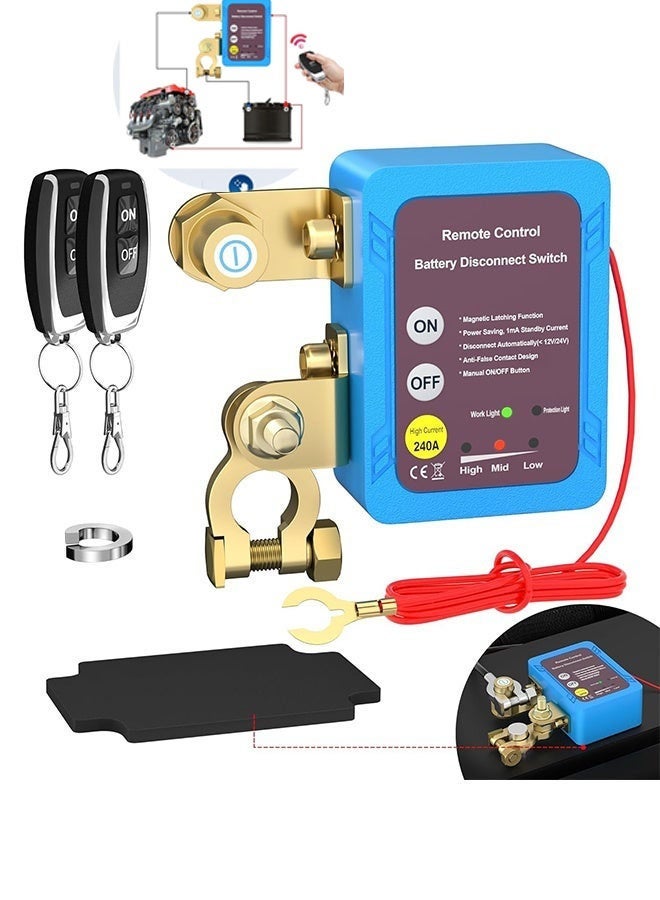 Remote Battery Disconnect Switch 240A 12V Kill Switch for car with LED Voltage Display Automatic Disconnect car Kill Switch for Cars, Trucks, RVs and Boats - Image 2