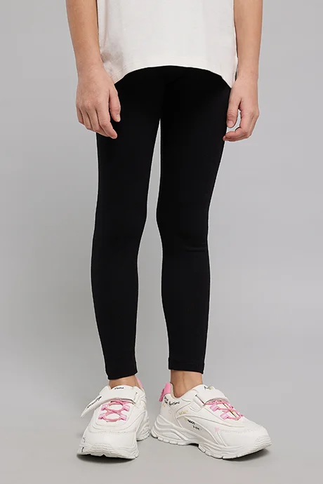 أر أند بي Solid Leggings with Elastic Waist
