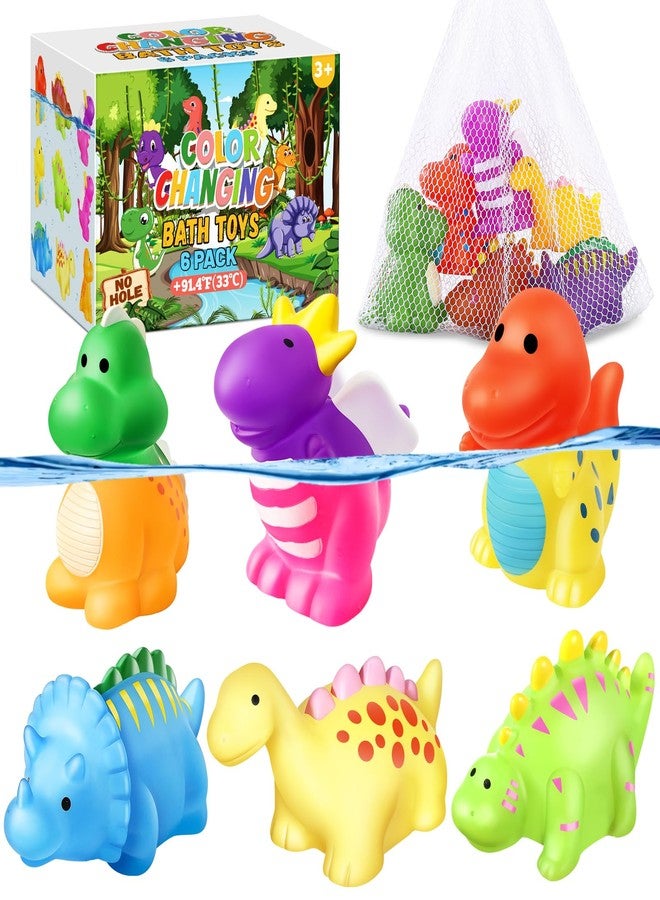 MACALOCA Color Changing No Hole Toddler Bath Toys for Kids Ages 1-3 4-8, Dinosaur Bath Toys Toddlers 2-4, Dinosaur Toys, Valentines Gifts Birthday Valentines Basket Stuffers Bathtub Water Toys with Drying Bag - Image 1