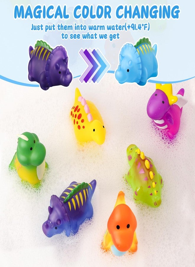 MACALOCA Color Changing No Hole Toddler Bath Toys for Kids Ages 1-3 4-8, Dinosaur Bath Toys Toddlers 2-4, Dinosaur Toys, Valentines Gifts Birthday Valentines Basket Stuffers Bathtub Water Toys with Drying Bag - Image 2