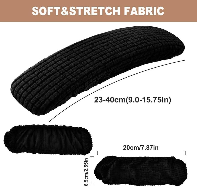 SARAFLORA 2 Pack Office Chair-Arm Cover Stretchable Stain Resistant Spandex Stretch Computer Chair Slipcover for Desk Chairs Arm, Black - Image 3