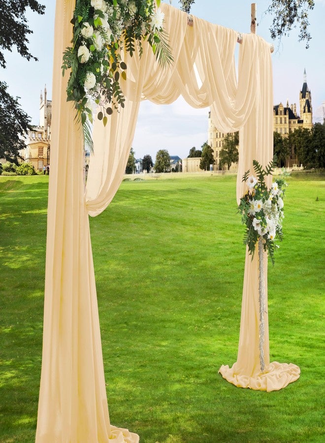 VACVELT Wedding Arch Draping Fabric Champagne Chiffon, 1 Panel Sheer Drapes 30 Inch x 20ft Chiffon Backdrop Curtain Decor, Outdoor Sheer Drapery for Ceremony Party Ceiling - Image 2