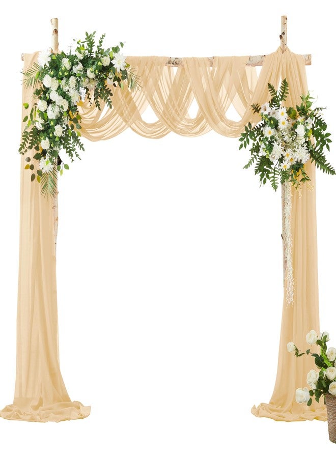 VACVELT Wedding Arch Draping Fabric Champagne Chiffon, 1 Panel Sheer Drapes 30 Inch x 20ft Chiffon Backdrop Curtain Decor, Outdoor Sheer Drapery for Ceremony Party Ceiling - Image 1