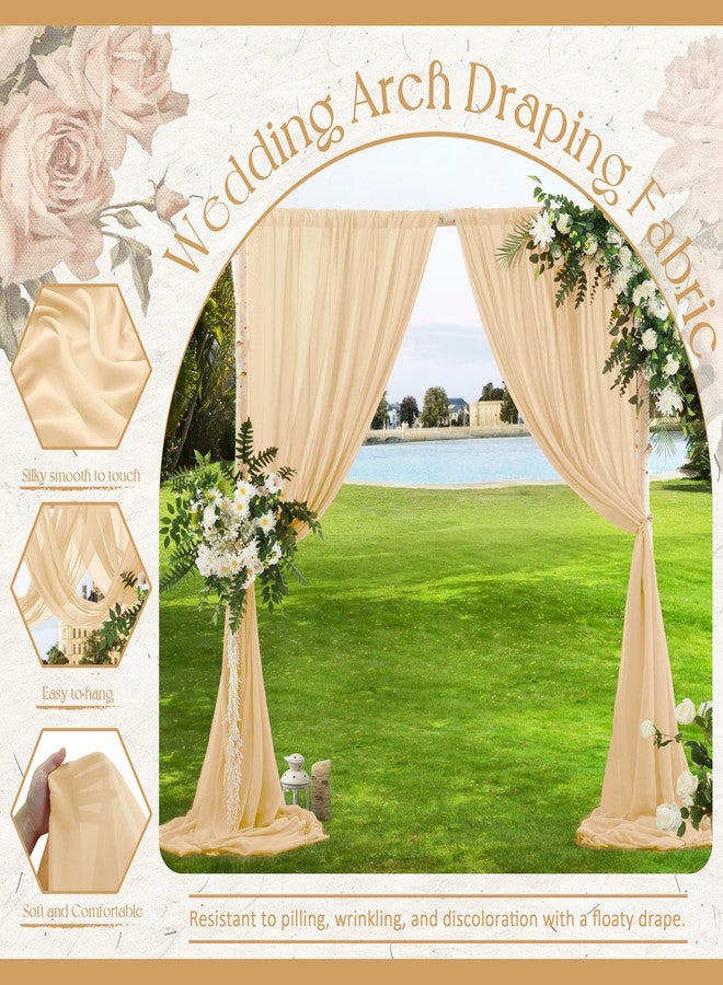 VACVELT Wedding Arch Draping Fabric Champagne Chiffon, 1 Panel Sheer Drapes 30 Inch x 20ft Chiffon Backdrop Curtain Decor, Outdoor Sheer Drapery for Ceremony Party Ceiling - Image 4