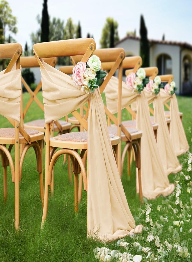 VACVELT Wedding Arch Draping Fabric Champagne Chiffon, 1 Panel Sheer Drapes 30 Inch x 20ft Chiffon Backdrop Curtain Decor, Outdoor Sheer Drapery for Ceremony Party Ceiling - Image 3