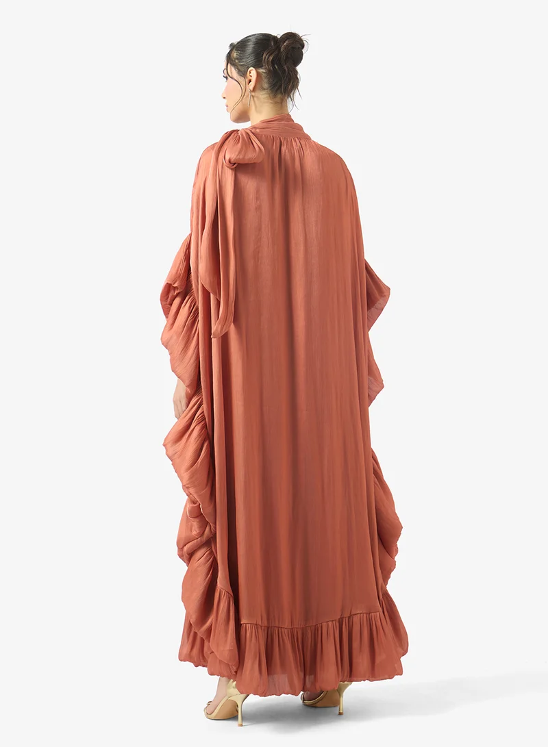 Golden Apple Ruffle Sleeve Maxi Dress