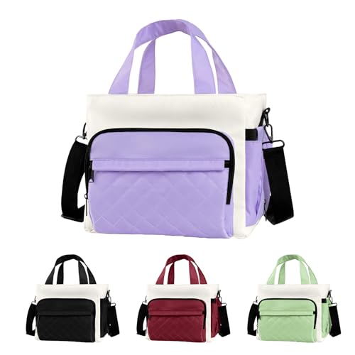WAKOSAN Womens Insulated Lunch Box Bag Stylish Tote Design Leakproof Waterproof Lunch Cooler Large Lunch Tote Bags for Work Commute Dates WhitePurple - Image 1