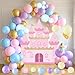 Justforjoyful طقم قوس بالونات الأميرة لتزيين حفلات الأميرة 112 قطعة خلفية قلعة بالونات قوس قزح الباستيل بالونات ماكرون للفتيات والنساء لعيد الميلاد وحفلات استقبال المواليد وحفلات الزفاف - Image 2