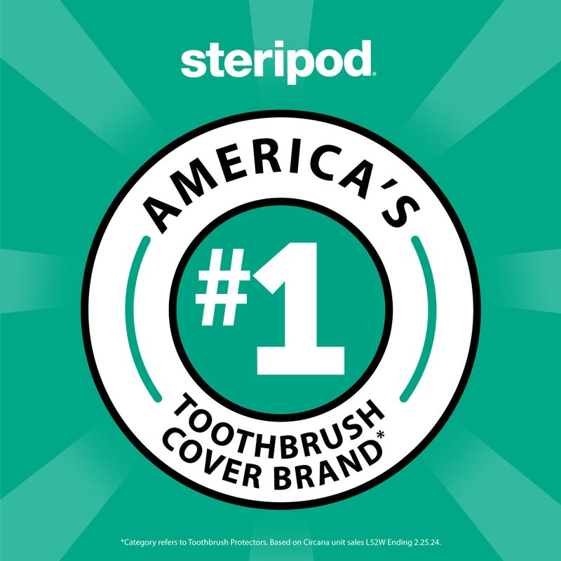 Steripod حامي فرشاة الأسنان ستيريبود القابل للتعليق، يحافظ على فرشاة الأسنان نظيفة ومنعشة، يناسب معظم فرش الأسنان اليدوية والكهربائية، أزرق، أخضر، شفاف، 4 قطع - Image 4