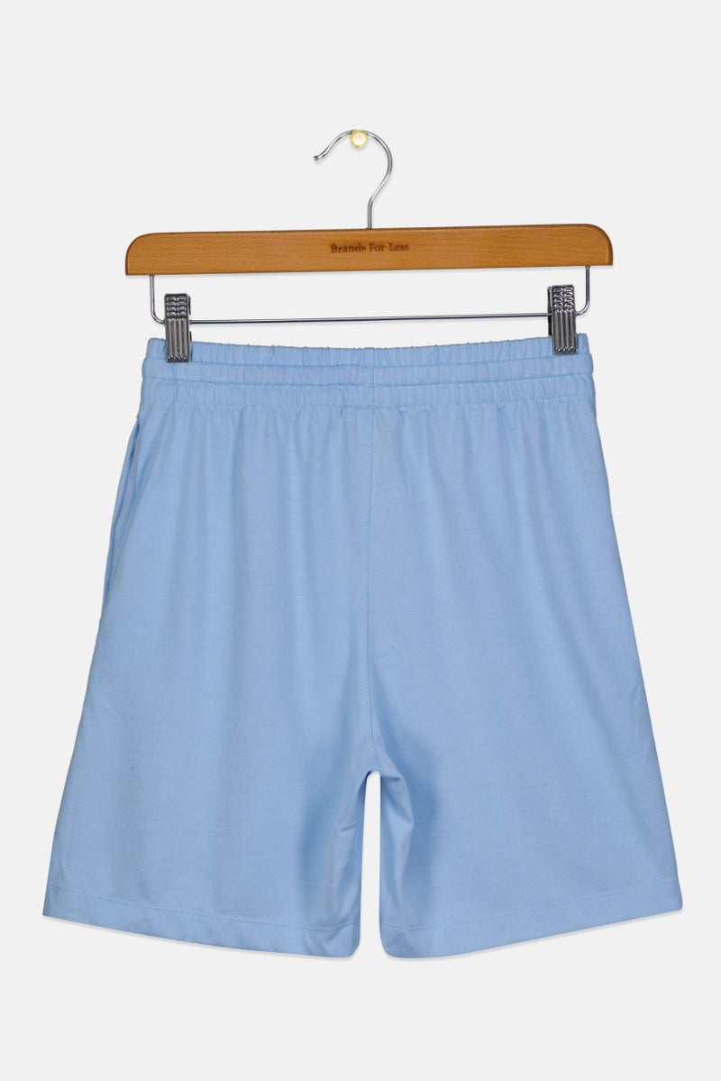 Nike Kids Boy Standard Fit Embroidered Log Outdoor Shorts, Light Blue - Image 2