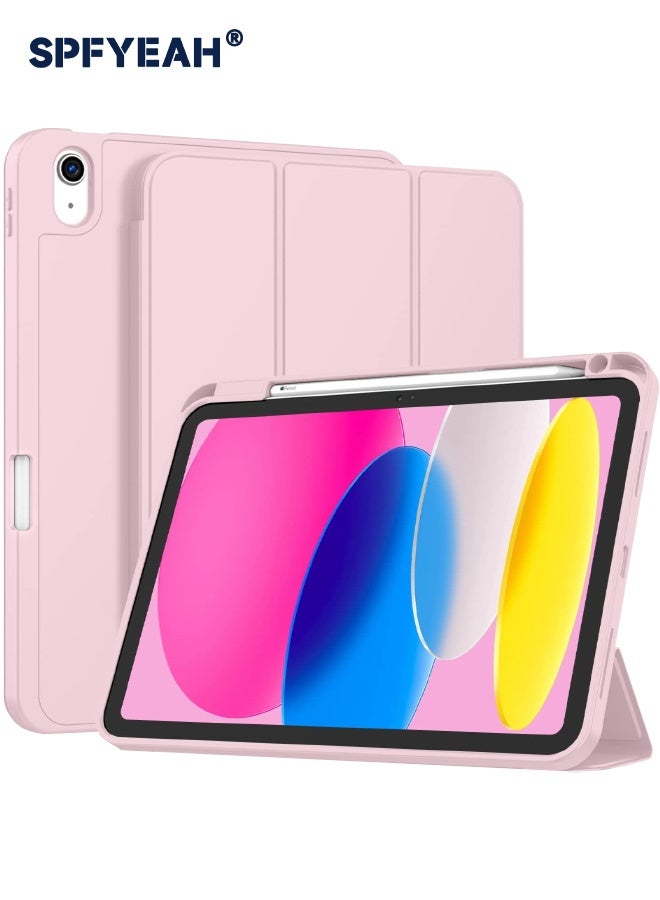 SPFYEAH iPad (A16) 11th Generation 11 inch (2025) / iPad 10th Generation 10.9 inch (2022) Cover, with Pencil Holder, Auto Wake/Sleep, Trifold Stand Smart Case Cover with Soft TPU Back, Pink