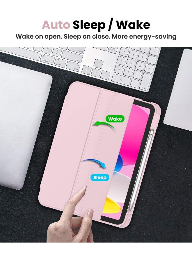 اس بي اف يا. غطاء iPad (A16) الجيل الحادي عشر مقاس 11 بوصة (2025) / iPad الجيل العاشر مقاس 10.9 بوصة (2022)، مع حامل قلم، وخاصية الإيقاظ/السكون التلقائي، وغطاء ذكي ثلاثي الطيات مع ظهر ناعم من مادة TPU، وردي - Image 4