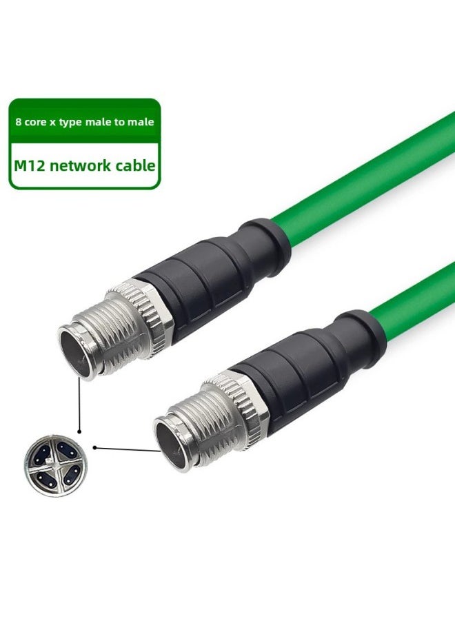 Generic M12 To RJ45 Connector Profinet Industrial Network Cable Bus 4/8 Core Straight ADX Type High Flexibility Double Shield-Color:[straight 8-core X-shaped Male To Male—m12]-Line Length:0.5 M  - Image 1