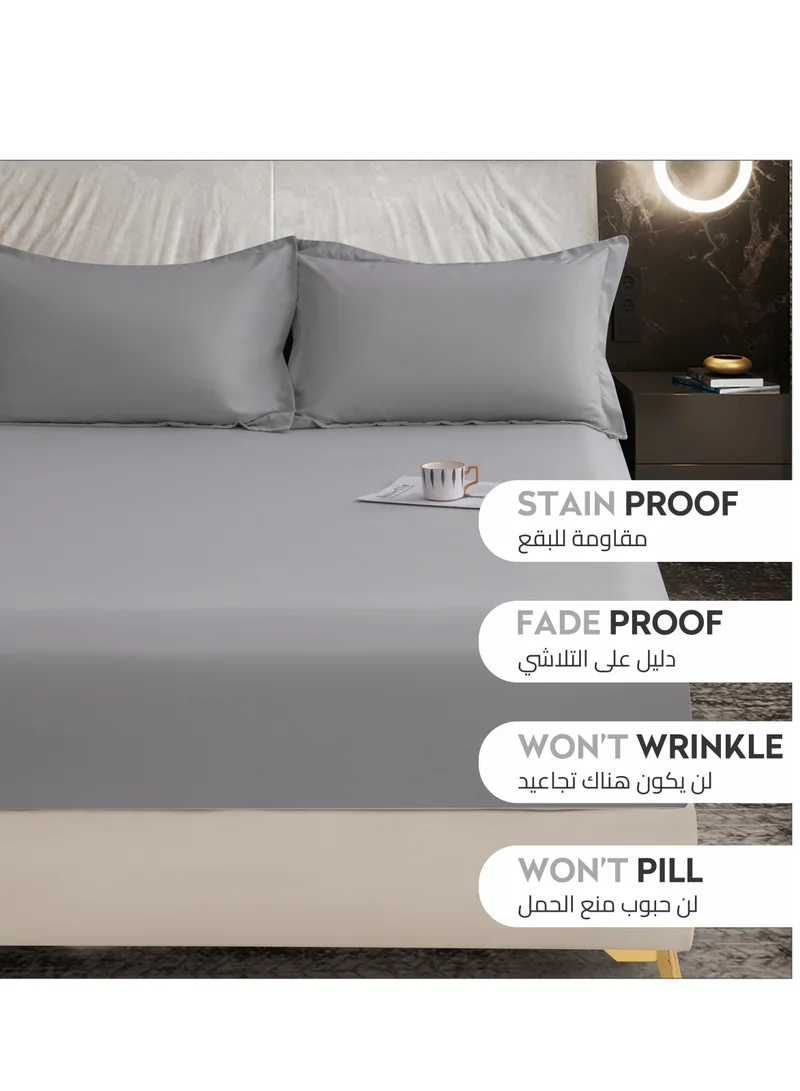 Donetella Bedding Fitted Sheet - Fits 120x200 Cm Bed For Twin Bed 2 Pcs (1 Fitted Sheet and 1 Pillowcase) - 30 Cm Deep Pocket - Solid Bed Sheet