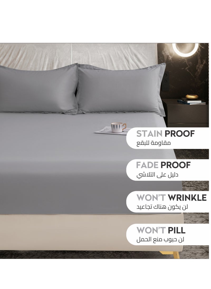 Donetella Bedding Fitted Sheet - Fits 120x200 Cm Bed For Twin Bed 2 Pcs (1 Fitted Sheet and 1 Pillowcase) - 30 Cm Deep Pocket - Solid Bed Sheet  - Image 4