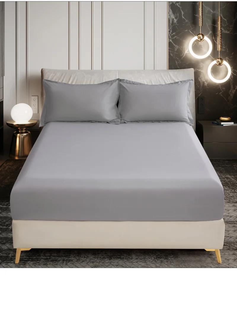 Donetella Bedding Fitted Sheet - Fits 120x200 Cm Bed For Twin Bed 2 Pcs (1 Fitted Sheet and 1 Pillowcase) - 30 Cm Deep Pocket - Solid Bed Sheet