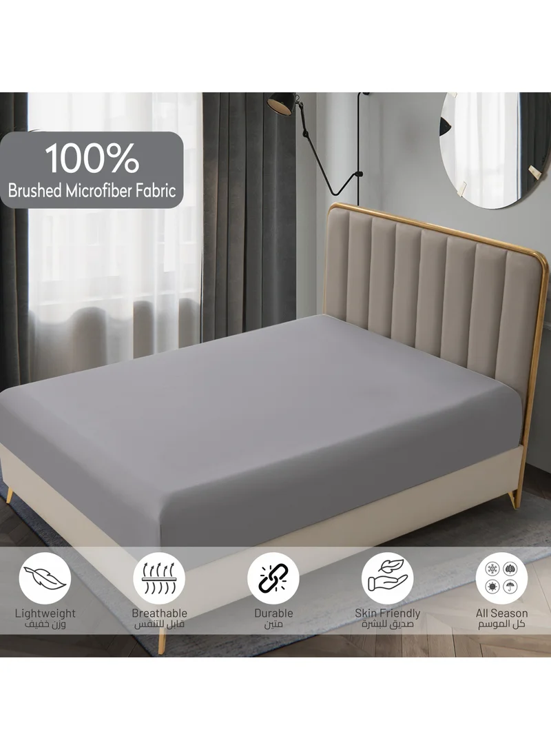 Donetella Bedding Fitted Sheet - Fits 120x200 Cm Bed For Twin Bed 2 Pcs (1 Fitted Sheet and 1 Pillowcase) - 30 Cm Deep Pocket - Solid Bed Sheet