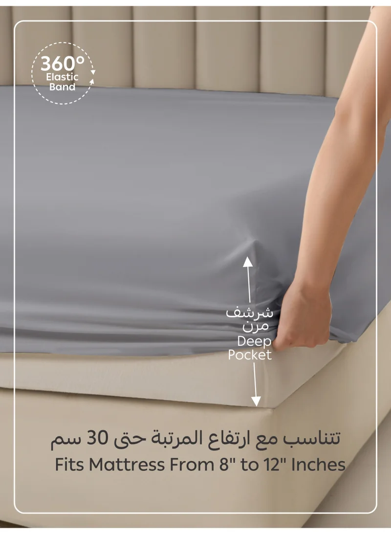 Donetella TWIN (120x200cm) Bedding Fitted Sheet - Fits 120x200 Cm Bed For Twin Bed 2 Pcs (1 Fitted Sheet and 1 Pillowcase) - 30 Cm Deep Pocket - Solid Bed Sheet  | Best Price UAE