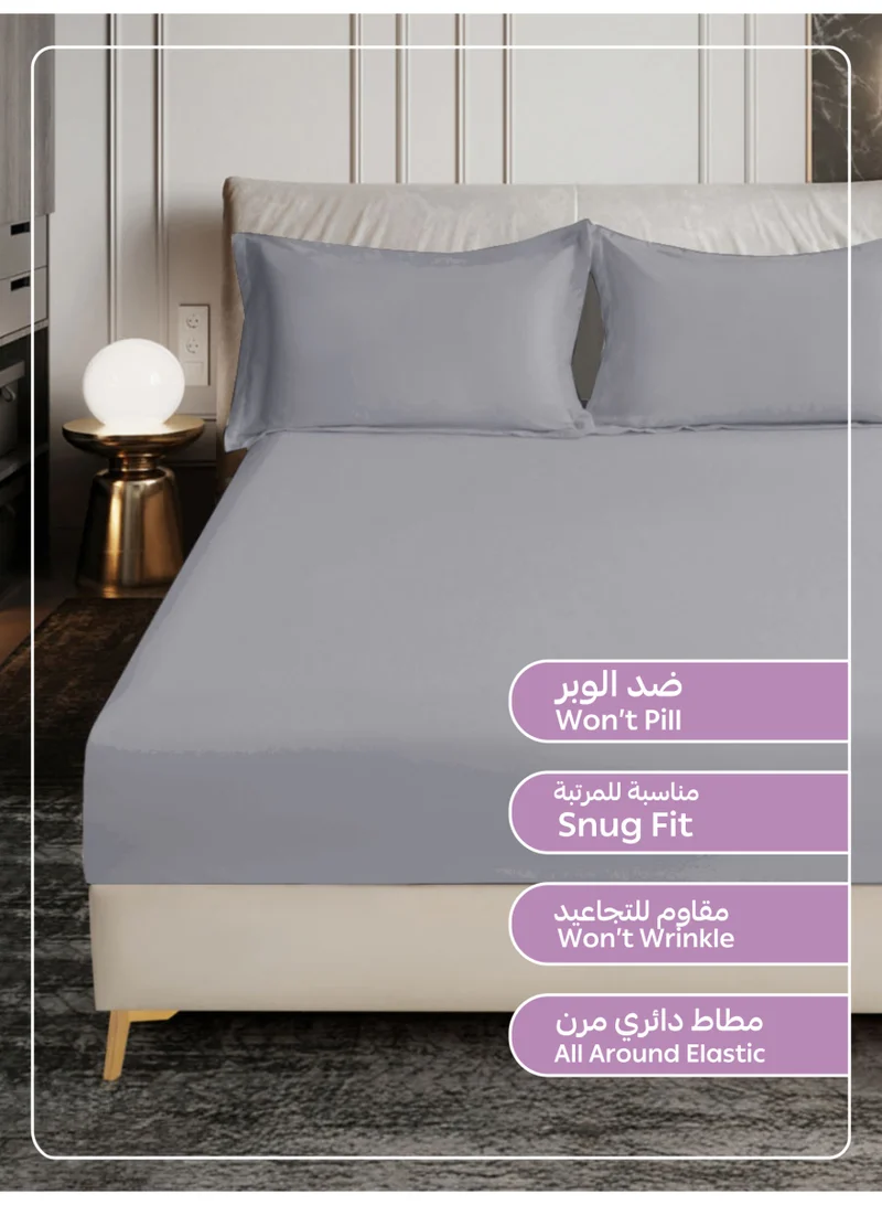 Donetella TWIN (120x200cm) Bedding Fitted Sheet - Fits 120x200 Cm Bed For Twin Bed 2 Pcs (1 Fitted Sheet and 1 Pillowcase) - 30 Cm Deep Pocket - Solid Bed Sheet  | Best Price UAE
