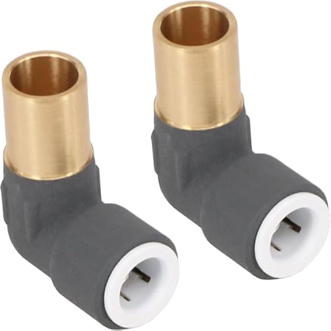 RADIATOR VALVE REDUCER ELBOW COMPRESSION 15MM X 10MM PUSH FIT ANTHRACITE X 2 - Image 1