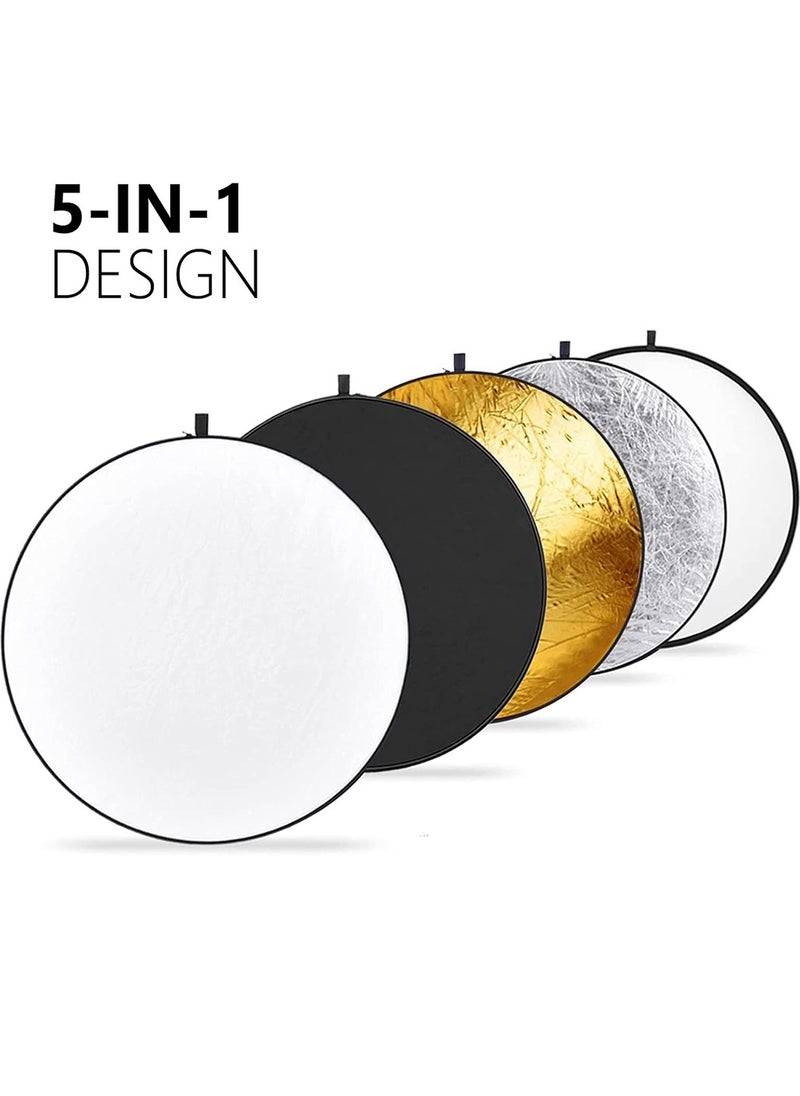 X-level 42 Inch/80 Centimeter Light Reflector Diffuser 5 in 1 Collapsible Multi Disc with Bag - Translucent, Silver, Gold, White, and Black for Studio Photography Lighting Outdoor  - Image 1