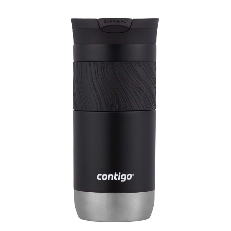 Contigo كوب السفر من كونتيغو بايرون معزول بالفراغ من الفولاذ المقاوم للصدأ مع غطاء مانع للتسرب، كوب قهوة قابل لإعادة الاستخدام أو زجاجة ماء، خالي من BPA، 16 أونصة، عرقسوس، يحافظ على المشروبات ساخنة لمدة 6 ساعات أو باردة لمدة 12 ساعة - Image 1