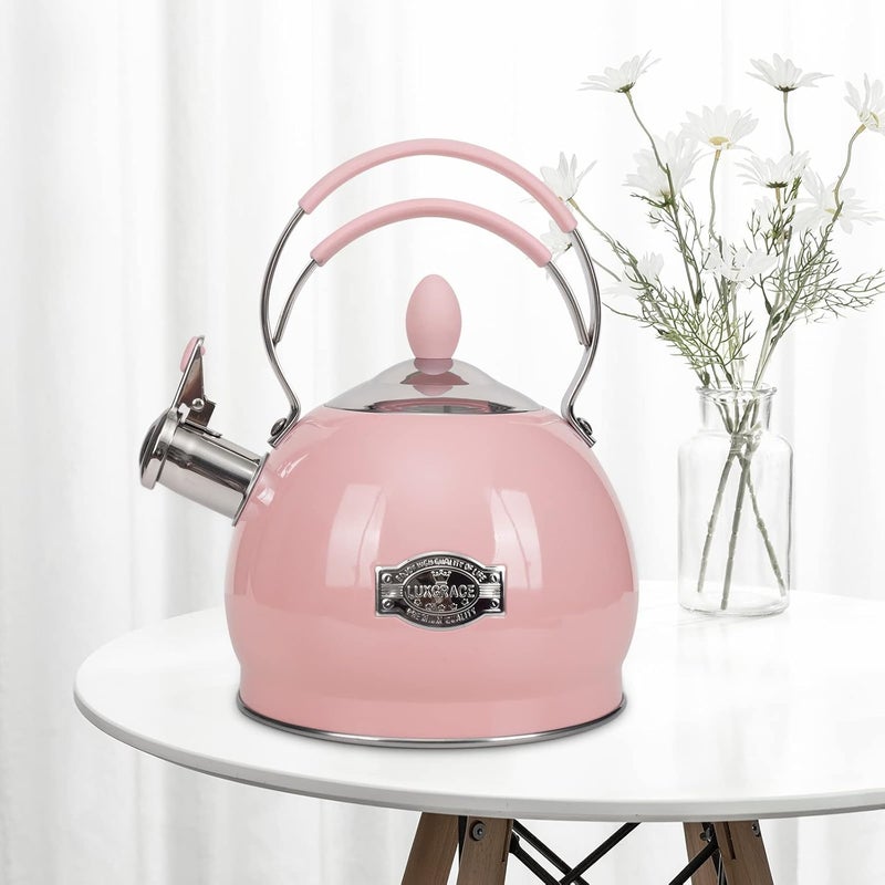 LUXGRACE Whistling Tea Kettle Stainless Steel Teapot, Teakettle for Stovetop Induction Stove Top, Fast Boiling Heat Water Tea Pot 2.6 Quart - Image 4