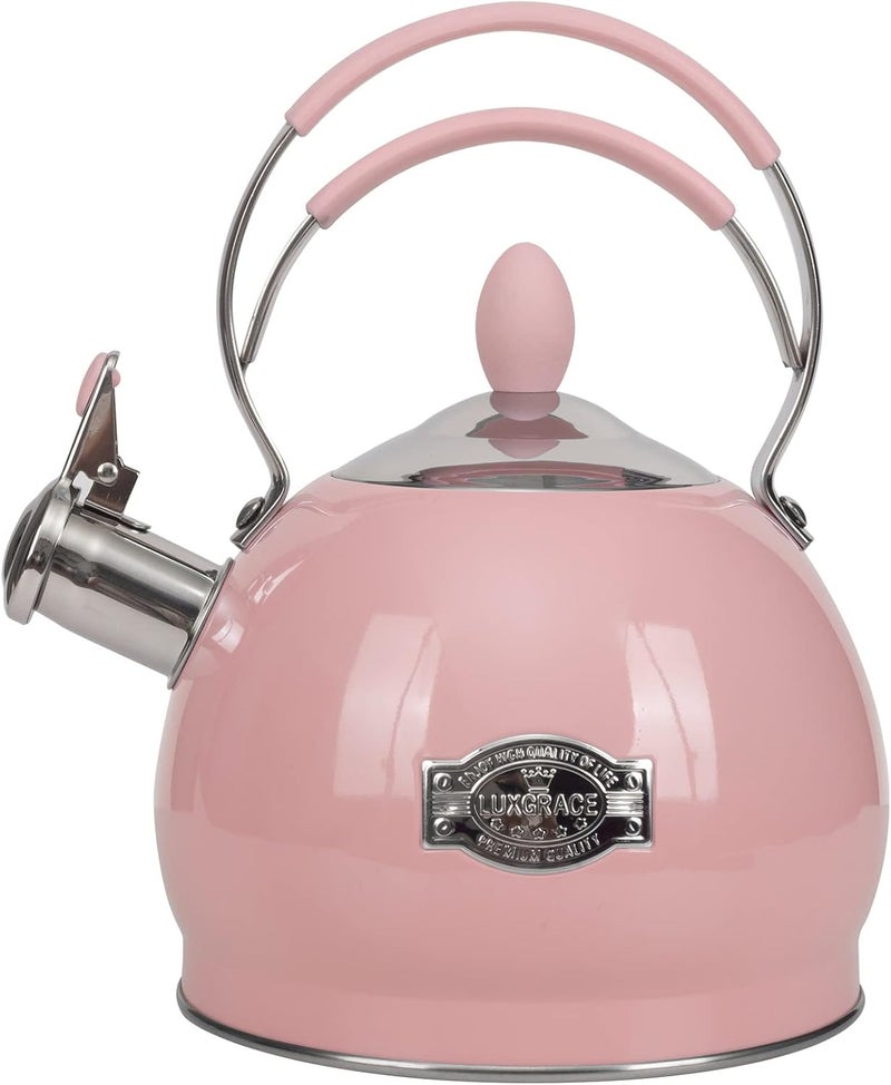 LUXGRACE Whistling Tea Kettle Stainless Steel Teapot, Teakettle for Stovetop Induction Stove Top, Fast Boiling Heat Water Tea Pot 2.6 Quart - Image 1