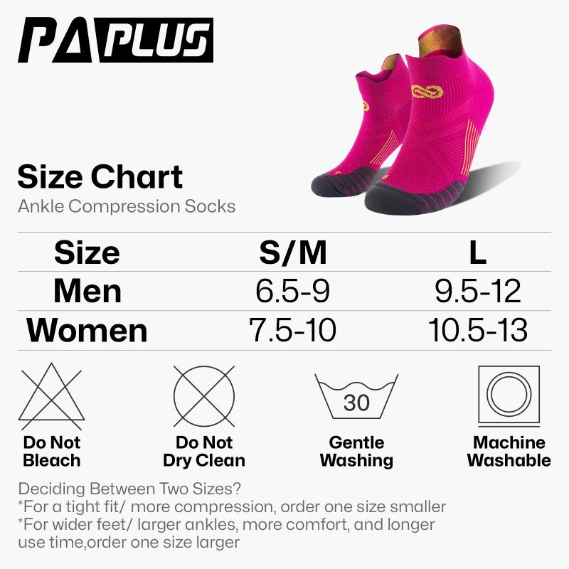 PAPLUS Low Cut Compression Socks for Men and Women(6 Pairs),, No Show Ankle Running Socks with Arch Support for Plantar Fasciitis, Cyling, Athletic, Flight, Travel, Nurses. Pink LXL - Image 3