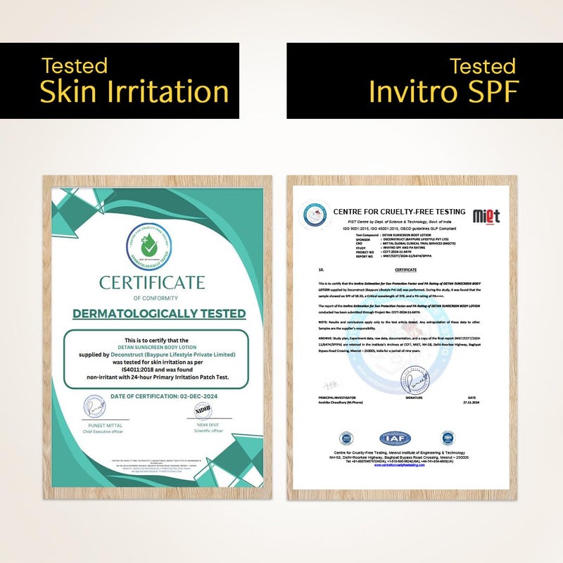 Deconstruct Detan Sunscreen Body Lotion SPF 50 PA Broad Spectrum UVA and UVB Protection Lightweight WaterResisitent NonGreasy Formula With Kojic Acid Niacinamide for Reducing Tan Lines Skin Brightening All Skin types 90 ml - Image 5