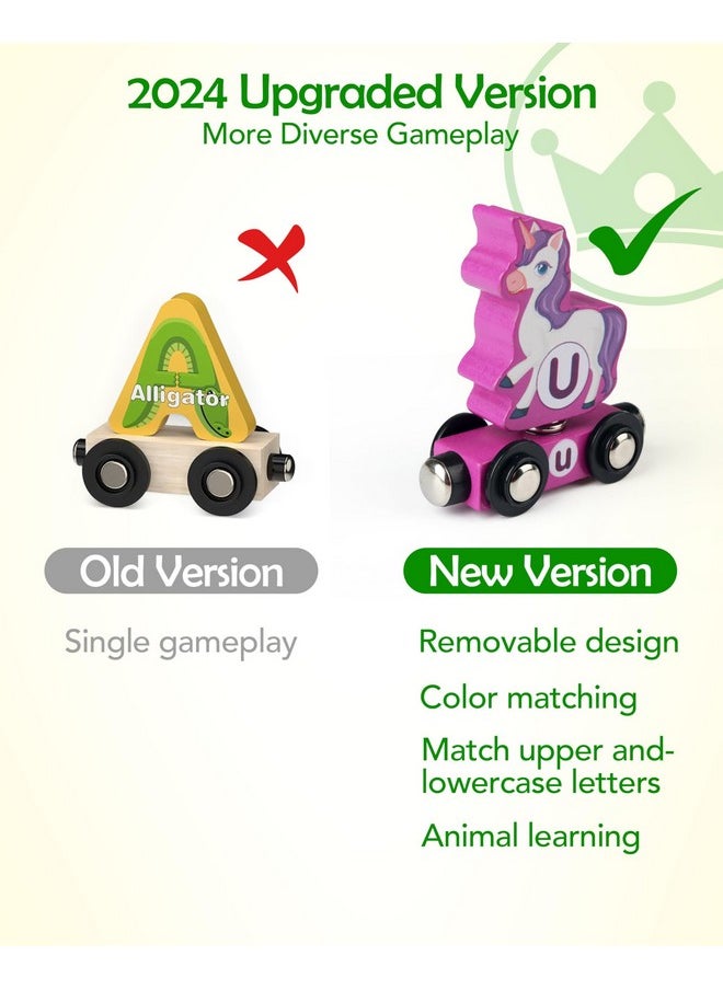 Vanmor Vanmor Wooden Train Set for Toddlers - Snap-Connection Animal Trains, Magnetic Alphabet Train Learning Toys, STEM Preschool Toys, ABC and Animal Play Set for Kids Ages 3-5  - Image 3
