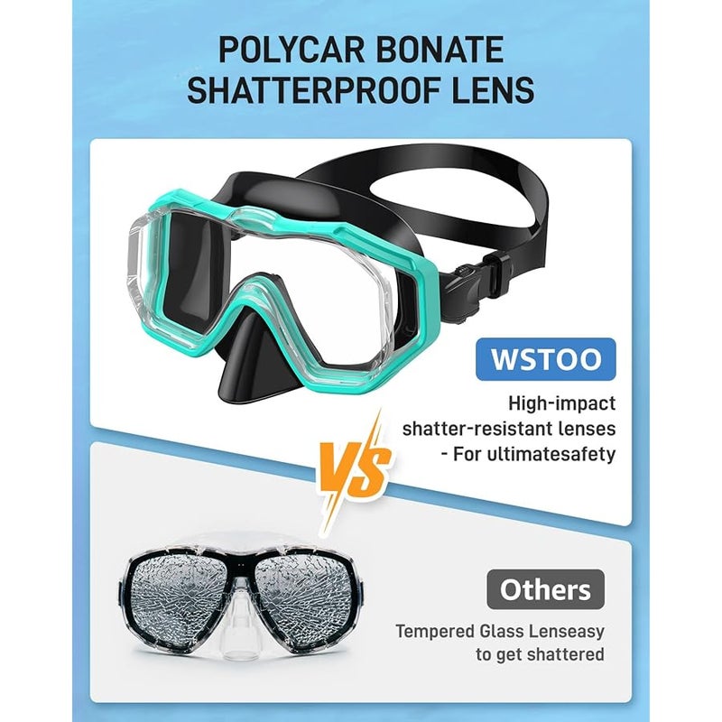 W WSTOO WSTOO 3 Window Snorkel Mask Anti Fog No Leakage,Diving Mask HD Wide View,Snorkeling Mask for Adults and Teenagers Scuba Dive Swim Snorkeling Goggles Masks - Image 5