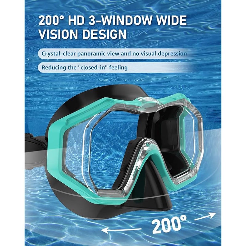 W WSTOO WSTOO 3 Window Snorkel Mask Anti Fog No Leakage,Diving Mask HD Wide View,Snorkeling Mask for Adults and Teenagers Scuba Dive Swim Snorkeling Goggles Masks - Image 4